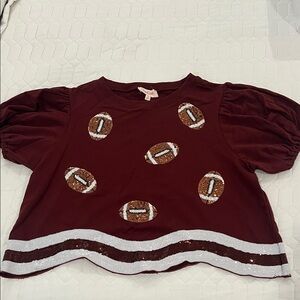 Peach Love Sequin Football Gameday Shirt Size Medium